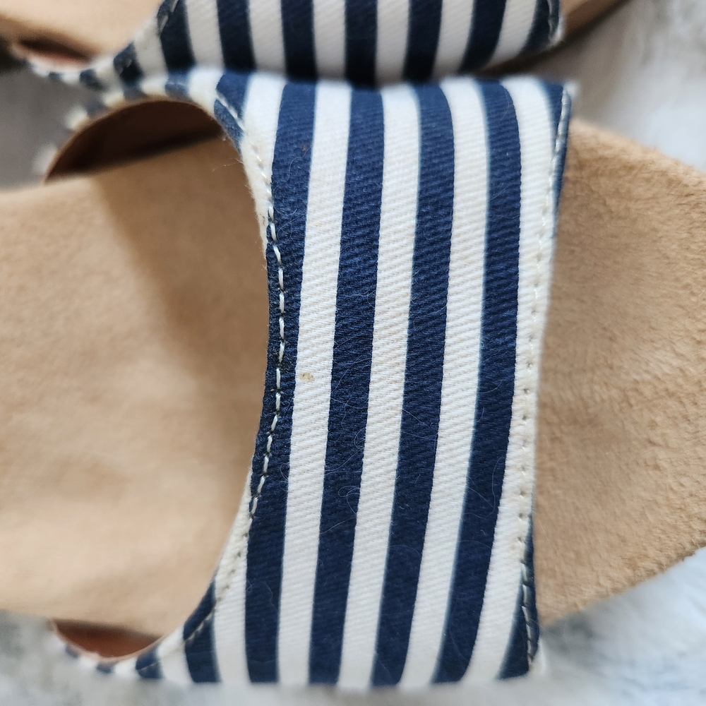 Brown and Navy Striped Wedge Sandals - Picture 6 of 9